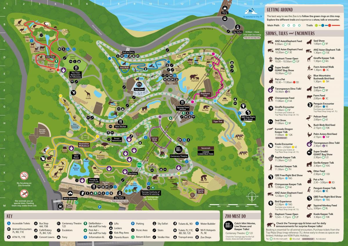 o mapa do zoológico de sydney