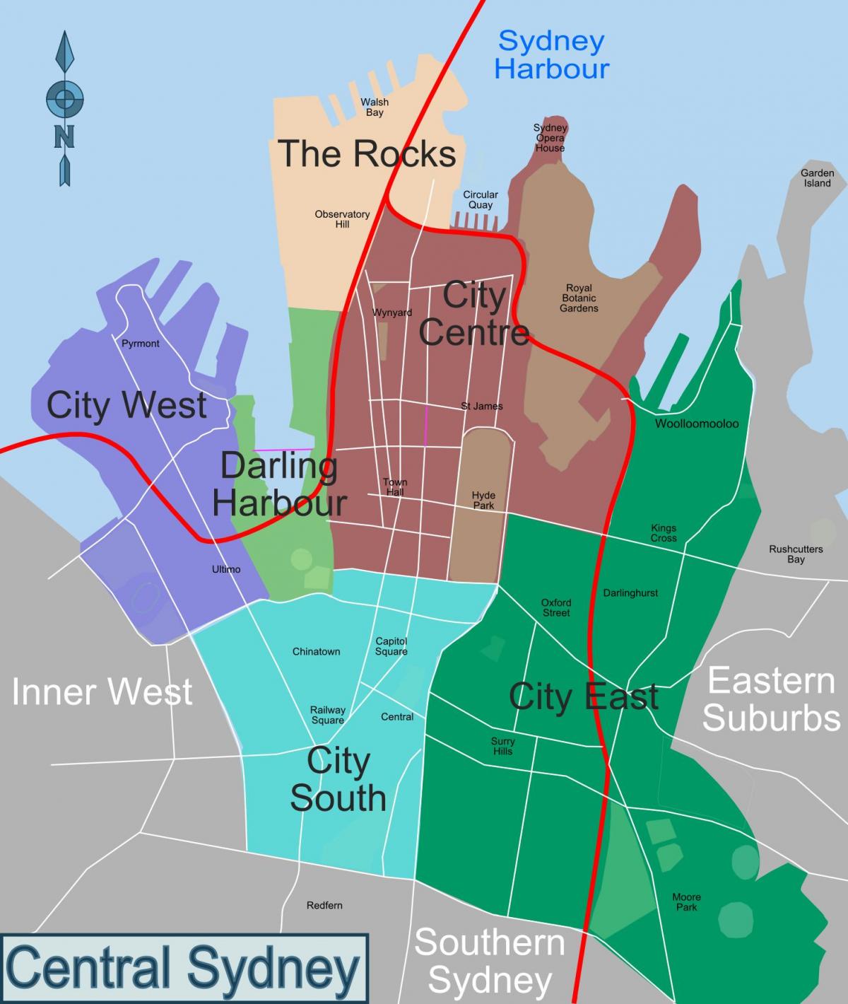 mapa de sydney bairros