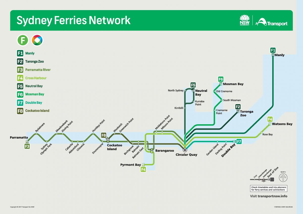 sydney ferries mapa de rede