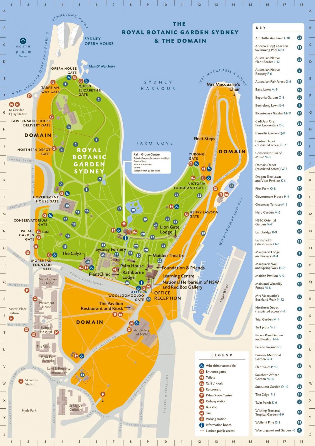 royal botanic gardens de sydney mapa