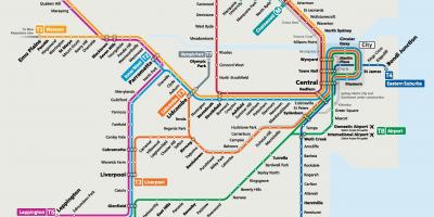 Sydney linha de trem mapa