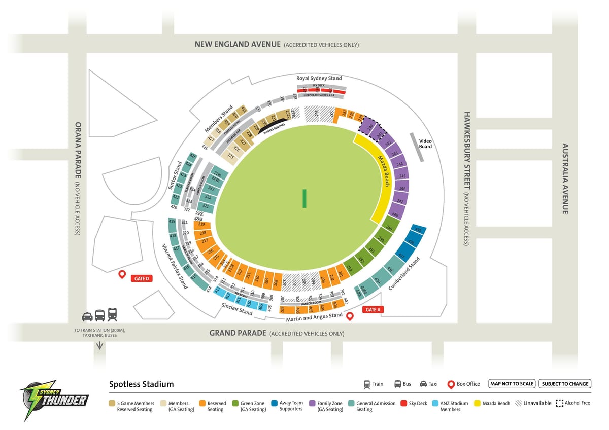 mapa do imaculado estádio de sydney
