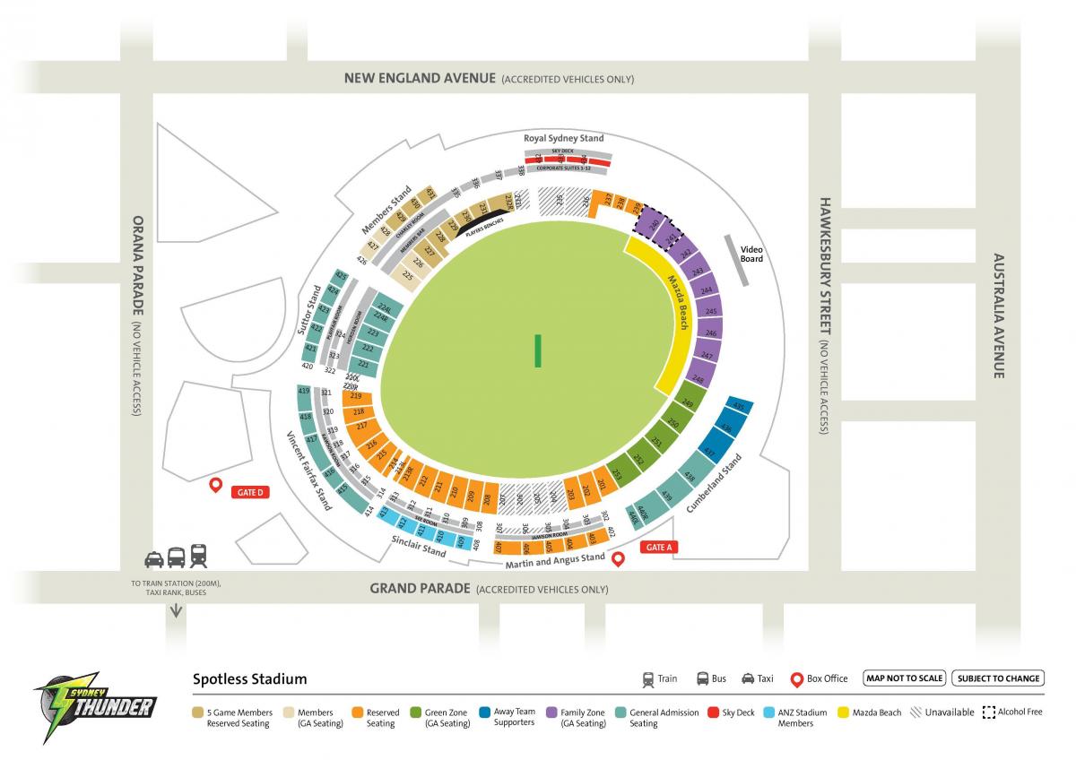 mapa do imaculado estádio de sydney