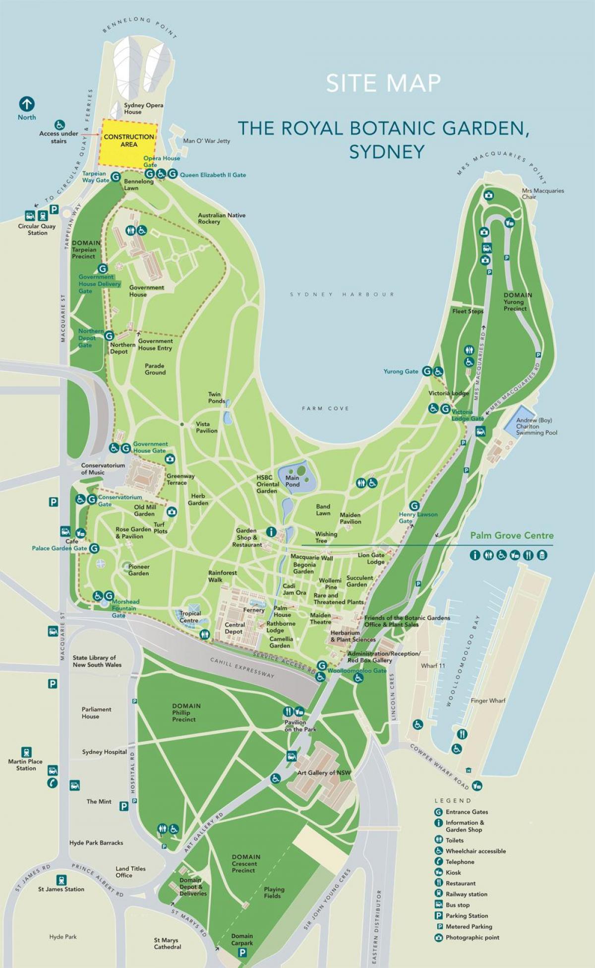 sydney jardim botânico mapa