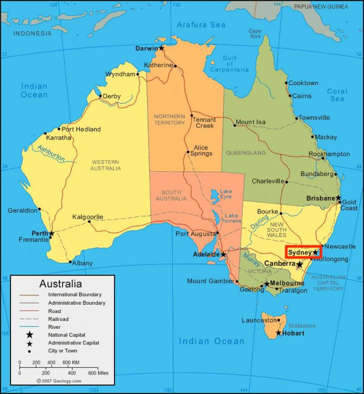 sydney mapa da austrália