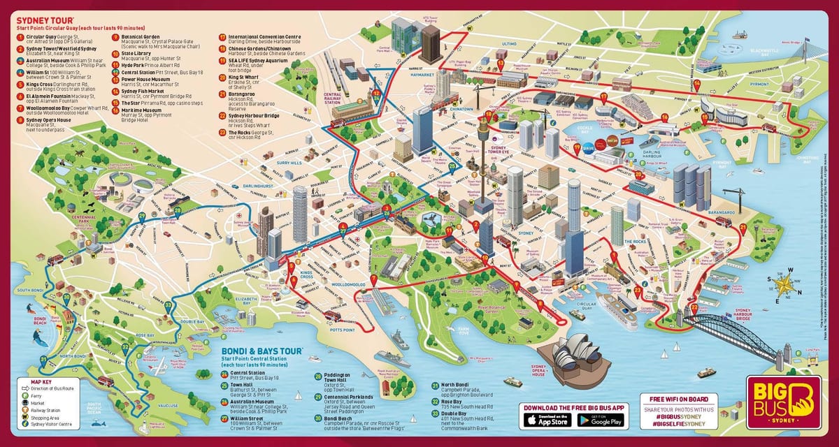 mapa de sydney atrações