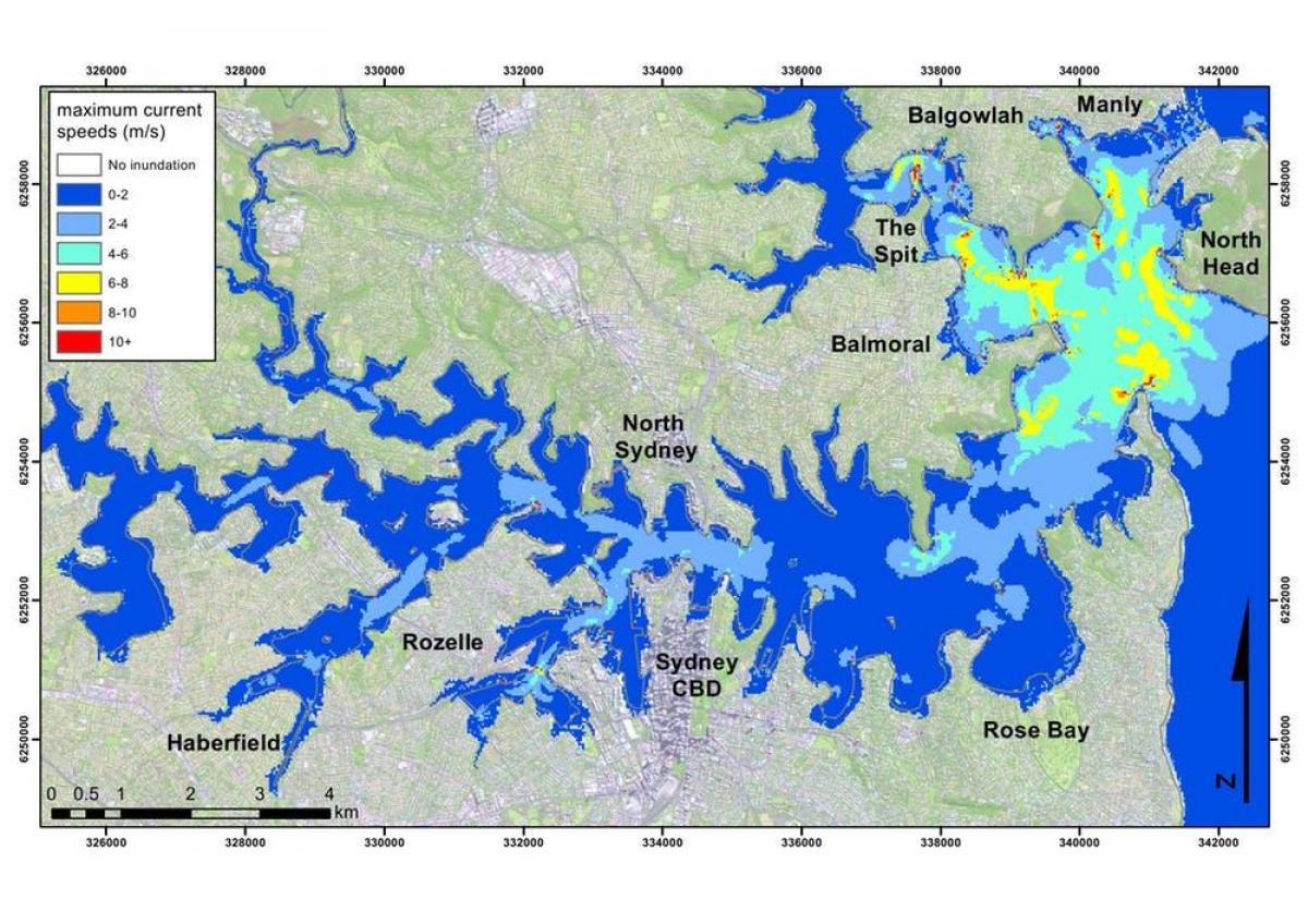 inundação mapa de sydney