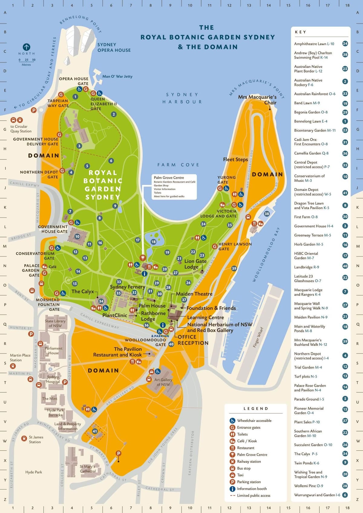 royal botanic gardens de sydney mapa
