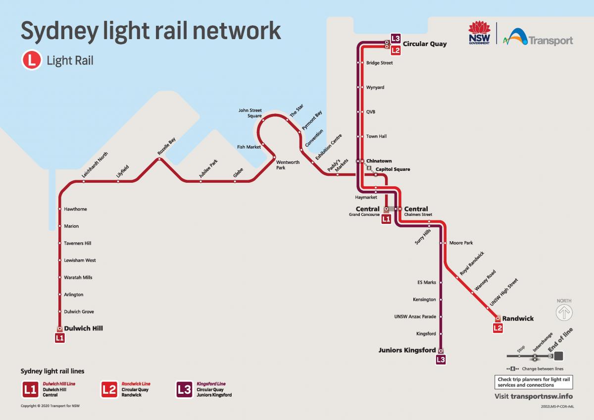 light rail mapa de sydney