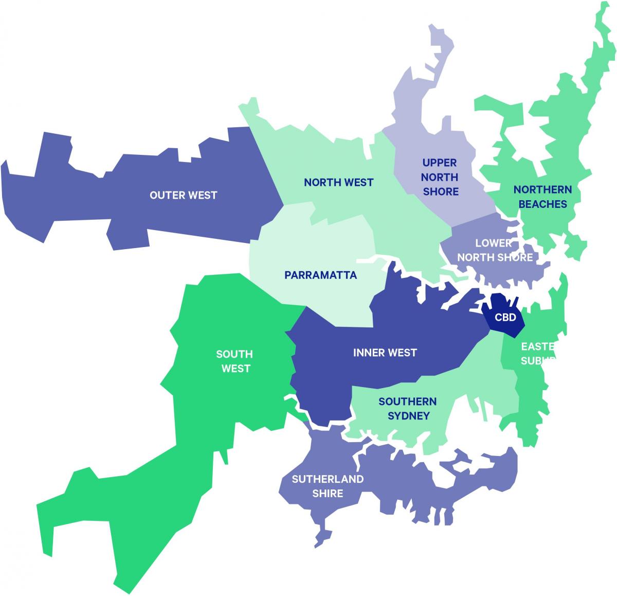 sydney subúrbio mapa