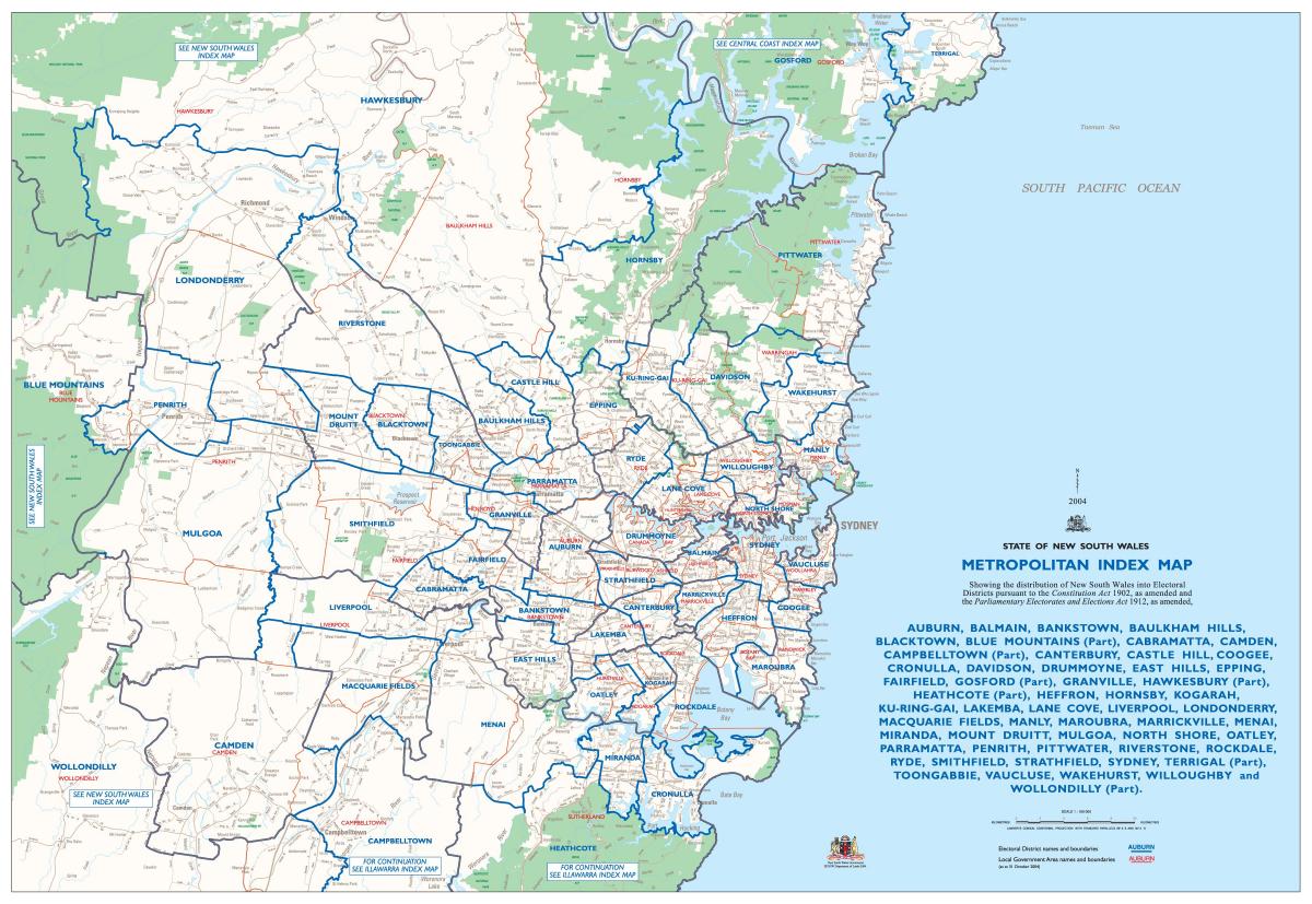 mapa de sydney e região metropolitana