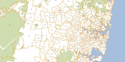 Mapa de sydney códigos postais