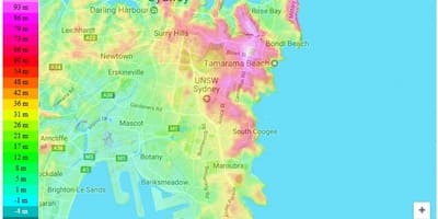 Mapa topográfico de sydney